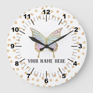 Grande Horloge Ronde Beautiful Butterfly