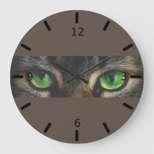 Grande Horloge Ronde Beautiful cat eyes on coffee brown