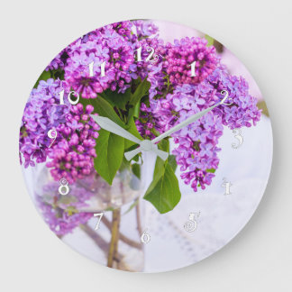 Grande Horloge Ronde Beautiful lilac dans le vase, wall clock