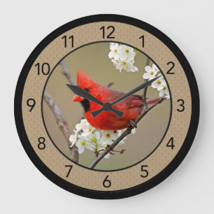 Grande Horloge Ronde Beautiful Male Cardinal Large Clock