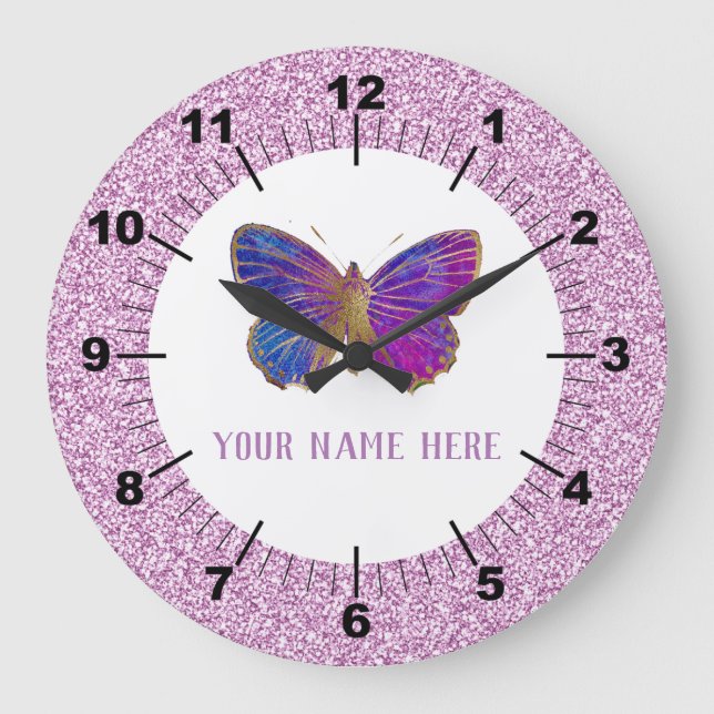 Grande Horloge Ronde Beautiful Purple : Gold Butterfly (Recto)