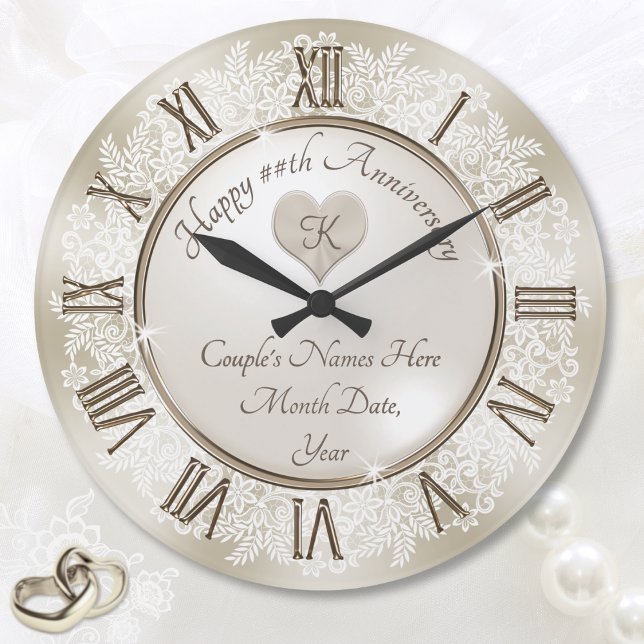 Grande Horloge Ronde Beaux Cadeaux de Dentelle pour les 13 Ans de Maria (13 year anniversary traditional gift for wife. Lace 13th anniversary gifts for her. Lace anniversary)