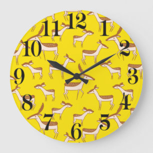 Grande Horloge Ronde Bébé adoré Cerf et famille