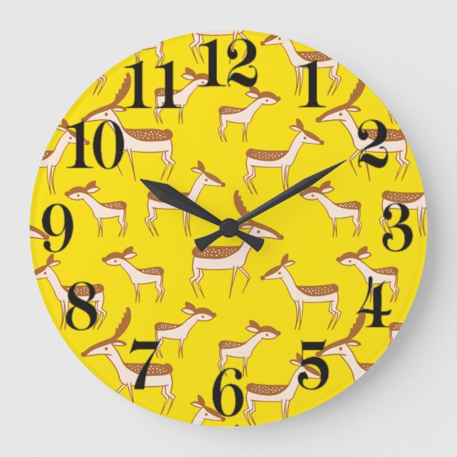 Grande Horloge Ronde Bébé adoré Cerf et famille (Recto)