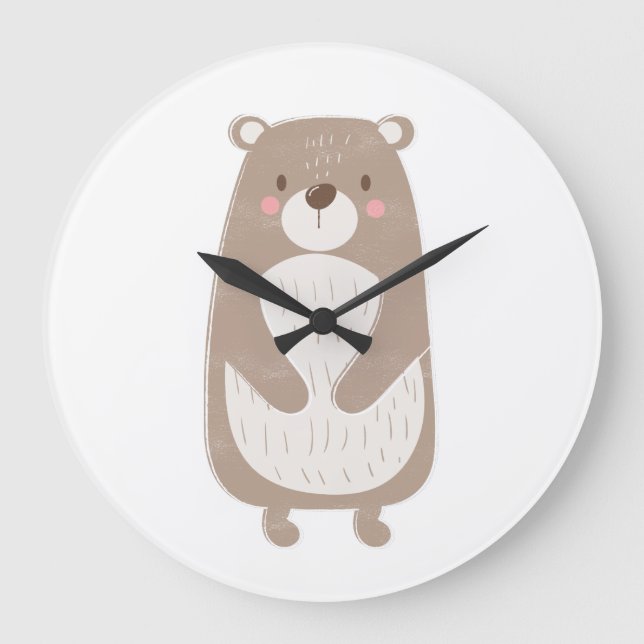 Grande Horloge Ronde Bebe Bear Watercolor (Recto)