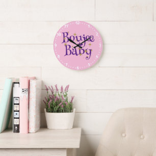 Grande Horloge Ronde Bébé Boujee Mignon Violet & Rose 