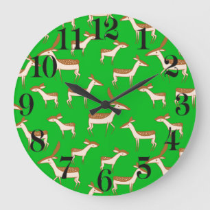 Grande Horloge Ronde Bébé mignon cerf et famille