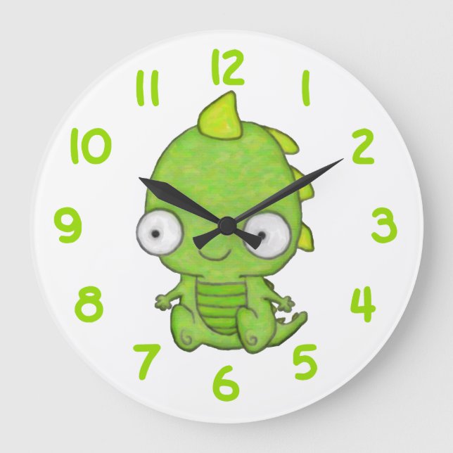 Grande Horloge Ronde Bébé mignon Dragon (Recto)