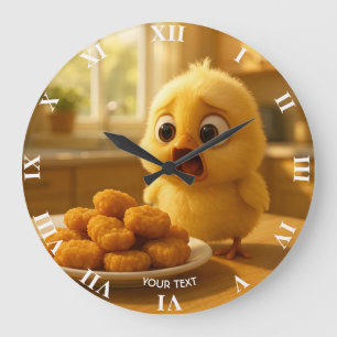 Grande Horloge Ronde Bébé nuggets de poulet mignons de fantaisie