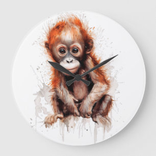 Grande Horloge Ronde Bebé Orangután