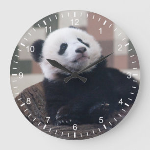Grande Horloge Ronde Bébé panda géant mignon