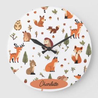 Grande Horloge Ronde Bébé personnalisé Bohème Forestier