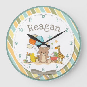 Grande Horloge Ronde Bébé personnalisé Teddy Bear Giraffe Caoutchouc en