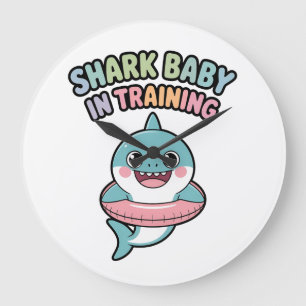 Grande Horloge Ronde Bébé requin en formation   Enfants
