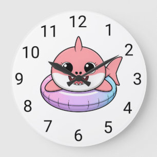 Grande Horloge Ronde Bébé Requin Mignon Avec Flotteur   Enfants