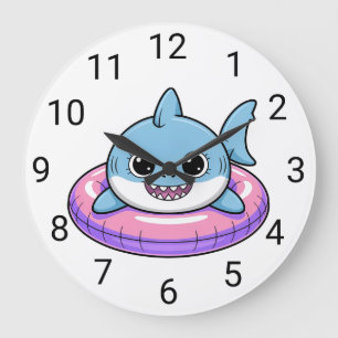 Grande Horloge Ronde Bébé Requin Mignon Avec Flotteur   Enfants