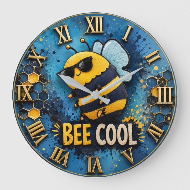 Grande Horloge Ronde Bee Cool Funny Bee  (Recto)