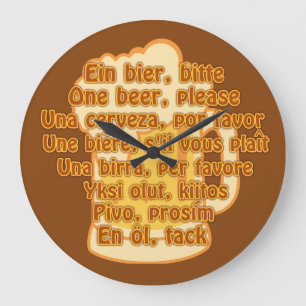 Grande Horloge Ronde BEER in languages custom wall clock