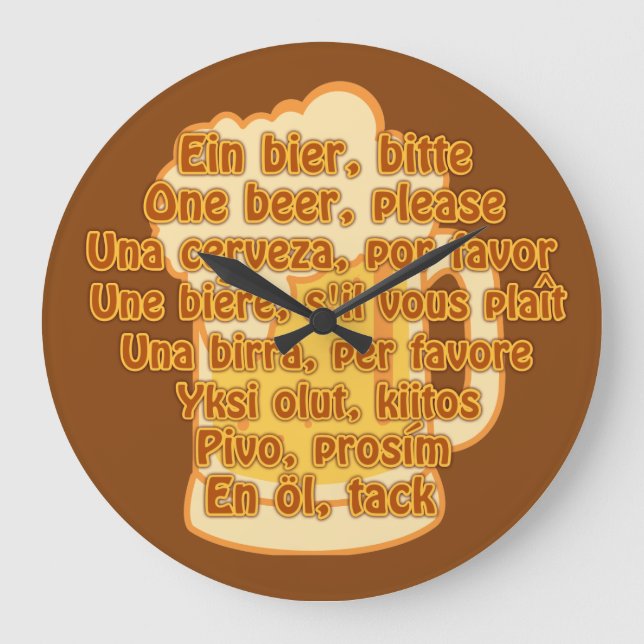 Grande Horloge Ronde BEER in languages custom wall clock (Recto)