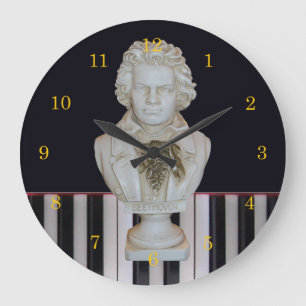Grande Horloge Ronde Beethoven/Piano Keys Clock by Leslie Harlow