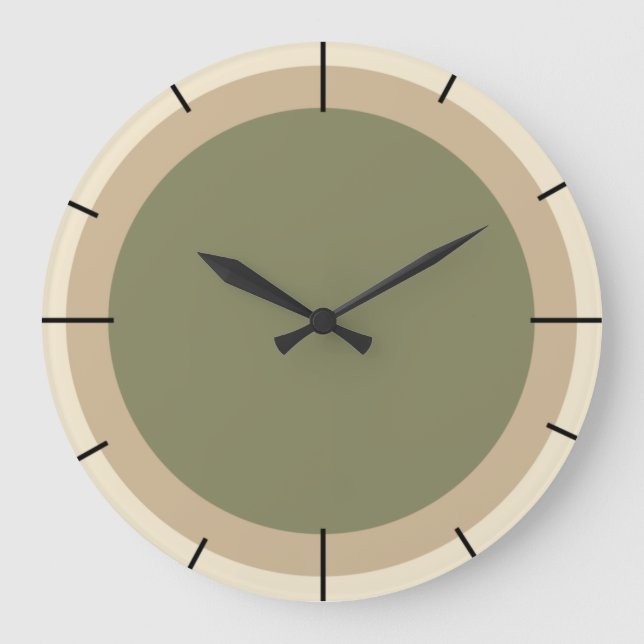 Grande Horloge Ronde Beige et vert sauge (Recto)