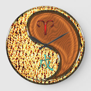 Grande Horloge Ronde Bélier & Chien de Bois