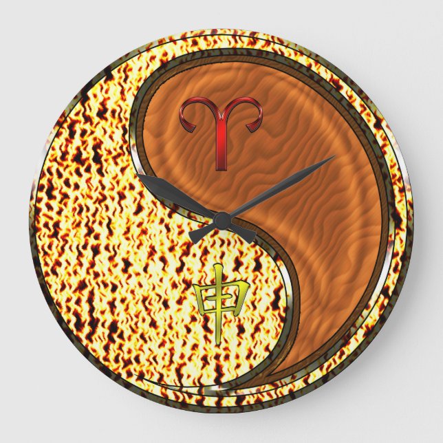 Grande Horloge Ronde Bélier & Singe de Bois (Recto)