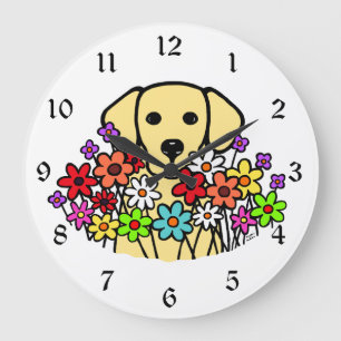 Grande Horloge Ronde Belle Âme Jaune Labrador Illustration