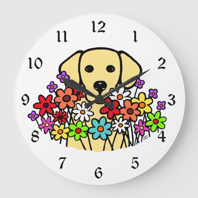 Grande Horloge Ronde Belle Âme Jaune Labrador Illustration (Recto)