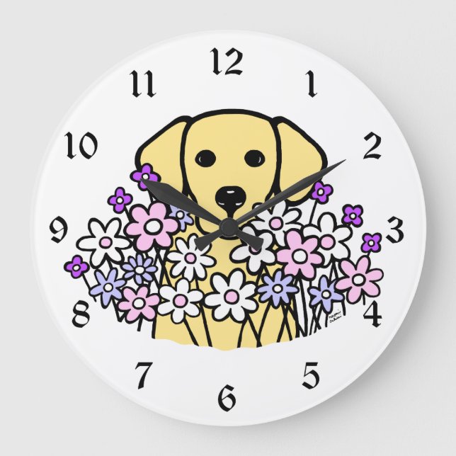 Grande Horloge Ronde Belle Âme Jaune Labrador Illustration 2 (Recto)