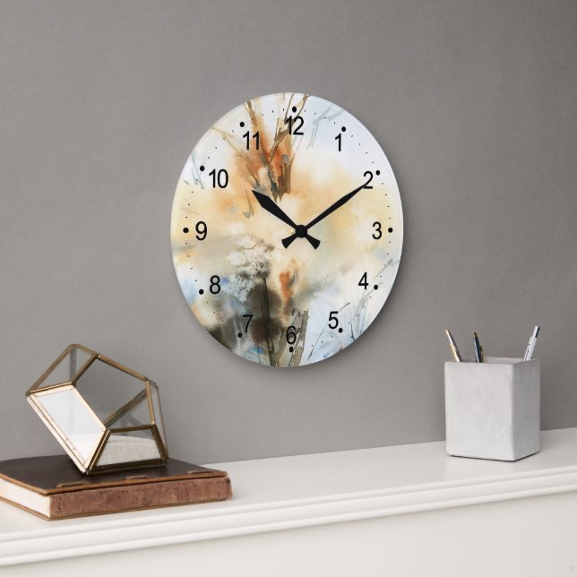 Grande Horloge Ronde Belle aquarelle Abstraite Peinture Grand Cloc (Bureau)