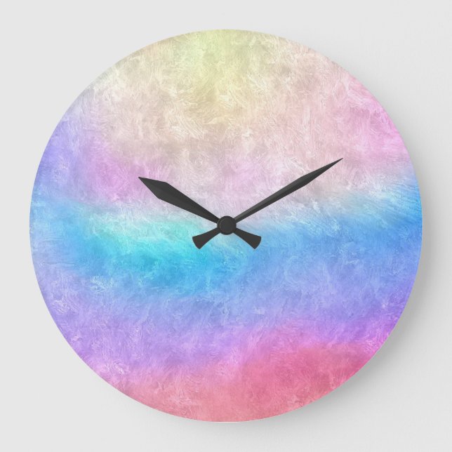 GRANDE HORLOGE RONDE BELLE COULEUR PASTEL TENDANCE MODERNE ABSTRAITE (Recto)