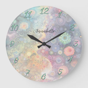 Grande Horloge Ronde Belle couleur Whimsical Retour à l'école