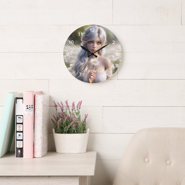 Grande Horloge Ronde Belle fée d'avril en marguerite (Salle de lecture)