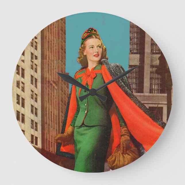 Grande Horloge Ronde belle fille uptown des années 1940 (Recto)