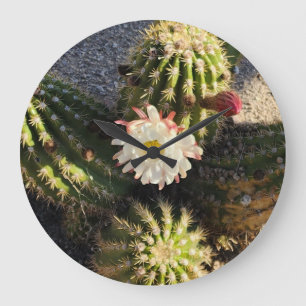 Grande Horloge Ronde Belle Fleur de Cactus