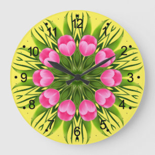 Grande Horloge Ronde Belle Fleur Mandala Design-79358