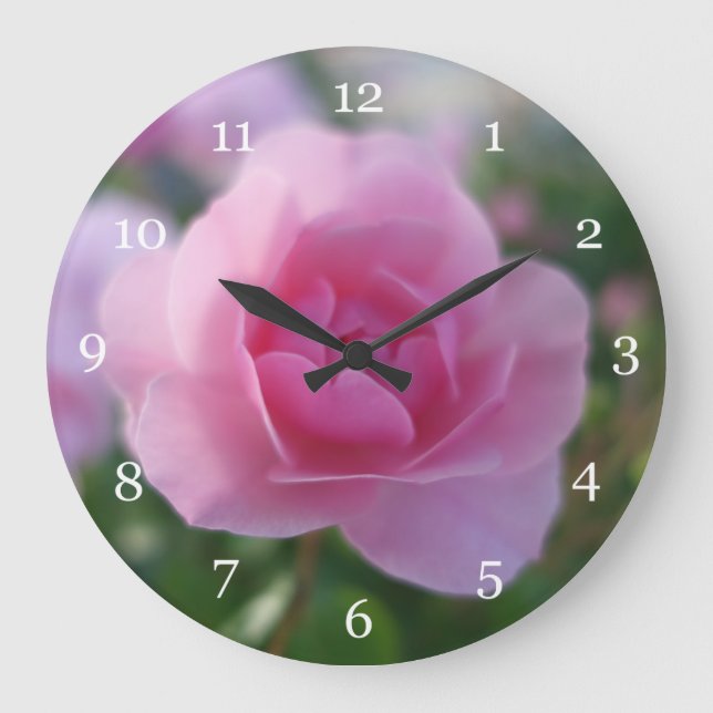 Grande Horloge Ronde Belle fleur rose (Recto)