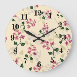 Grande Horloge Ronde Belle florale sans couture motif oubli-me-non pi