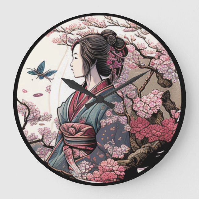 Grande Horloge Ronde Belle Geisha Geiko Geigi Cerry Blossom Sakura (Recto)