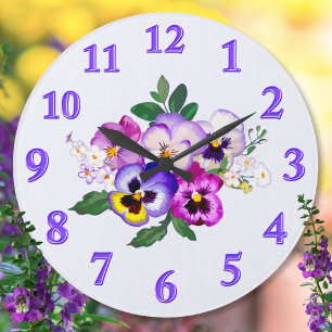 Grande Horloge Ronde Belle horloge, Pansy, Modifier pour ajouter votre 