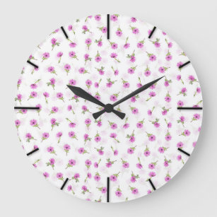Grande Horloge Ronde Belle Lavande Purple Daisy Design Flower