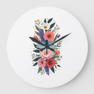 Grande Horloge Ronde Belle libellule aquarelle art amoureux des insecte