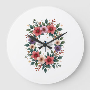 Grande Horloge Ronde Belle Libellule Aquarelle Art Amoureux des Insecte