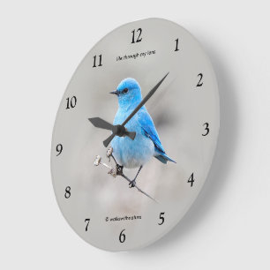 Grande Horloge Ronde Belle Merlebleue Montagnarde Oiseau Chantant sur T
