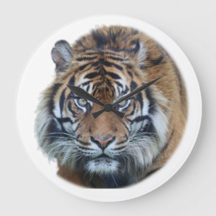 Grande Horloge Ronde Belle photo du visage du tigre du Bengale