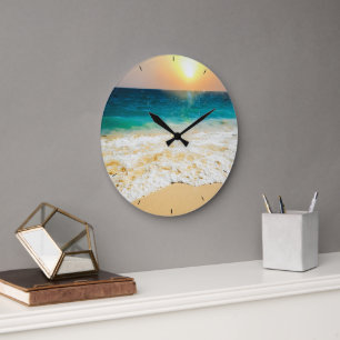 Grande Horloge Ronde Belle plage d'été coucher de soleil