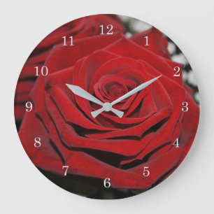 Grande Horloge Ronde Belle Rose Rouge