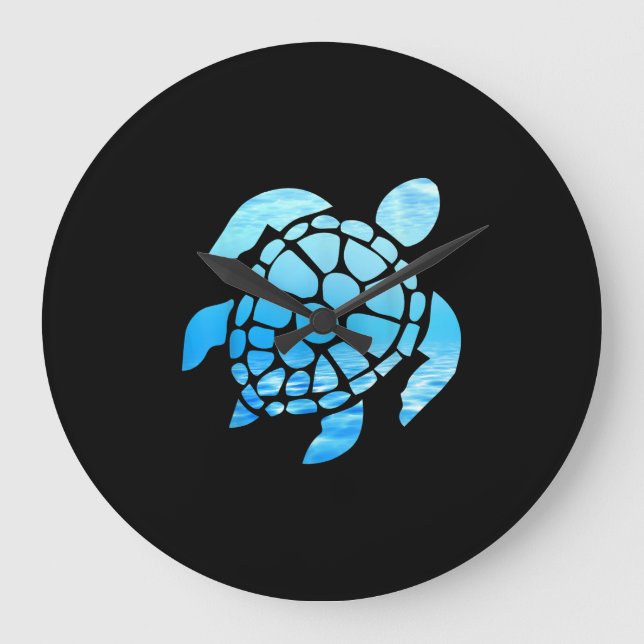 Grande Horloge Ronde Belle Silhouette De Tortue De Mer Vue Sous-Marine (Recto)
