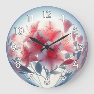Grande Horloge Ronde Belles fleurs d'Azalea